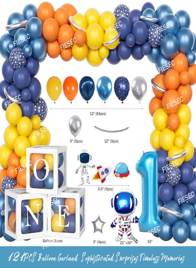 Fiesec First Trip Around the Sun Birthday Decorations, Outer Space 1st Birthday Decorations Balloon Garland Photo Highchair Banner Box Cutout Crown Poster Cake Topper Astronaut Spaceship 125 PCs - Image 3